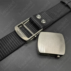 Pure Titanium Roller Leather Automatic Belt Buckle 38mm with nylon belt