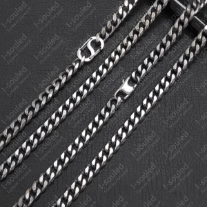 Solid Titanium 7mm Diamond Cut Curb Chain Necklace