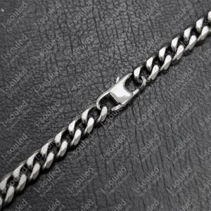 Solid Titanium 7mm Diamond Cut Curb Chain Necklace with panlong clasps