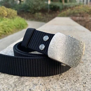 Mens Tactical Nylon Web Belt 3.8cm Pure Ti Automatic Slid Buckle