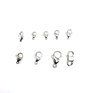 Hypoallergenic Solid Titanium Alloy Lobster Clasp Natural Silver Necklace Bracelet Clasp - Small Medium Large Sizes