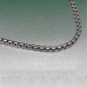 3MM Round True Titanium Box Chain Link Necklace Continuous Loop Infinity Necklace Hypoallergenic for Daily Wear Jewelry