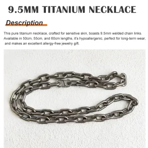 9.5mm Pure Titanium Necklace for Men, Hypoallergenic Anchor Chain, Welded Link Jewelry Gift for Him, Casual Sporty Style
