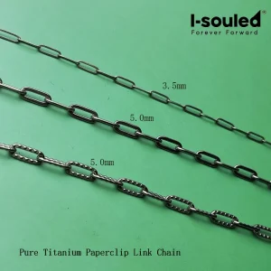 Pure Titanium Paperclip Link Chain 3.5/5.0mm Flat Long O-Chain DIY Jewelry Making Supplies Necklace