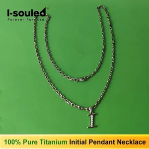 Personalized Titanium Initial Necklace, Diamond Letter I Pendant, Women's Fashion Jewelry Birthday Gift