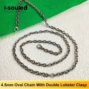 Pure Titanium Necklace 4.5mm Oval Link Chain Double Ended Lobster Clasp Light Luxury Fashion Jewelry Hypoallergenic
