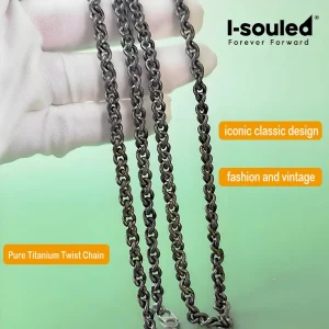 Unisex 5mm Pure Titanium Vintage Twist Chain Necklace Lightweight Hypoallergenic Jewelry for Men And Women