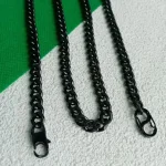 7.0mm pure titanium black ground six sided necklace, hip-hop trend, lightweight