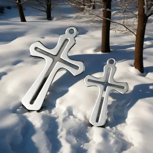 Pure Titanium Hollow Cross Pendant for Necklace & Bracelet DIY – Smooth Surface, Lightweight, Hypoallergenic, Religious Jewelry