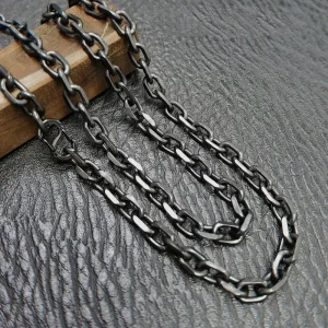 TA1 Grade 1 7mm Thick Titanium Necklace for Men Unisex Black O-Ring Chain | Lightweight Durable Body Jewelry Gift