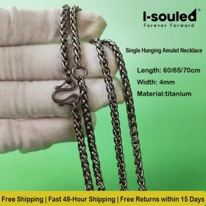 4mm Pure Titanium Single Hanging Amulet Chain Unisex Hypoallergenic Fashion Jewelry Accessory