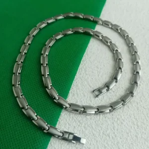 Unisex Germanium Stone Negative Ion Necklace - Pure Titanium Material, Simple Style Clavicle Chain