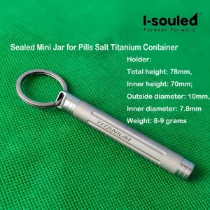 Pure Titanium Pill Box, Portable Small Medicine Case, Titanium Alloy Lightproof Airtight Pill Bottle with Keychain for Daily Car