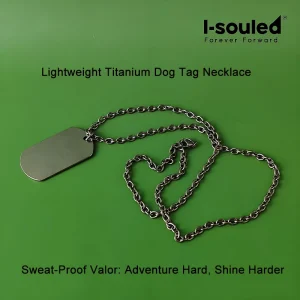 Titanium Dog Tags Men's Pendant Necklace - 50x28mm Stone Wash Military ID Tag with 4.5mm O Chain 65cm 19.7g