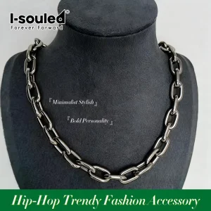 Men's Pure Titanium Necklace - 9.5mm 3D O-Link Chain, Minimalist Stylish, Bold Personality, Hip-Hop Trendy Fashion Accessory