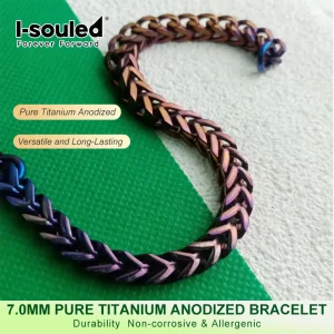Anodized Pure Titanium Fishbone Chain 7mm Wide Bracelet Necklace Dazzling Design Daily Party