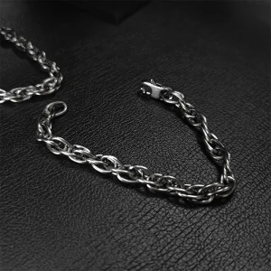 7MM Pure Titanium Twist Chain Bracelet Skin Friendly Braid Rope Bracelets for Men & Women 18 CM