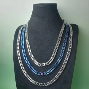 9.5mm pure titanium double row whip chain, lightweight and hypoallergenic, does not fade or rust, men's necklace