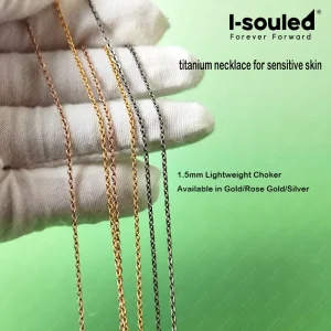 New Pure Titanium Minimalist Chain Necklace | 1.5mm Lightweight Choker Available in Three for Women Hypoallergenic Color