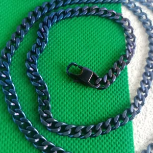 5.5mm Pure Titanium Necklace with Dragon Clasp, Hypoallergenic Lightweight Jewelry for Men & Women in Blue