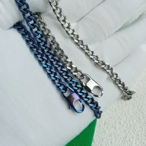 Unisex Pure Titanium Bracelet 5.5mm Adjustable Cuban Chain | Anti Tarnish Hypoallergenic Jewelry Gift for Couples