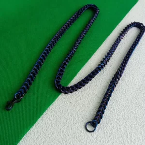 7.0mm pure titanium blue dragon buckle front and back chain necklace