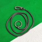 Titanium Wallet Chain for Men, 4mm Biker Anti-Lost Carabiner Clip, Hypoallergenic Never Rust Gift Accessory
