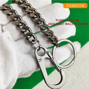 Pure Titanium Biker Wallet Chain - Heavy Duty Pants Chain for Men, Anti-Rust Jean Chain, Stylish Accessory for Motorcycle Rider