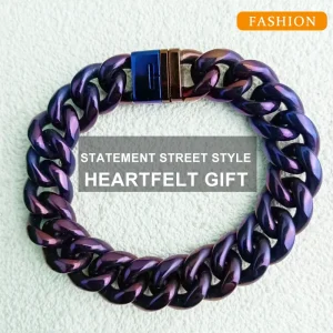 Anodized Pure Titanium Wide Bracelet 14mm Purple | Luxury Durable Gift for Men