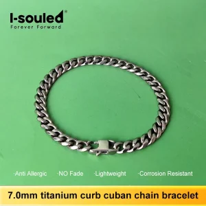 7mm Pure Titanium Cuban Link Bracelet Unisex Hand Bracelets for Men And Women