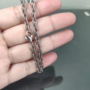 4.5 MM Width O-Shaped Welded Deadth Link Pure Titanium TA1 Chain Necklace With Clasp