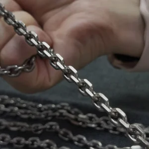 TA1 /Grade 1 Titanium 7mm Unisex O Shaped Chain Necklace Surface Cut Angle Chain Necklaces for Men & Women Gifts