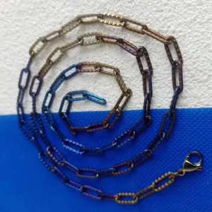 5mm Pure Titanium Paperclip Link Chain Necklace, Hypoallergenic Flat O-Link Jewelry for Men & Women, 65cm Adjustable Gift