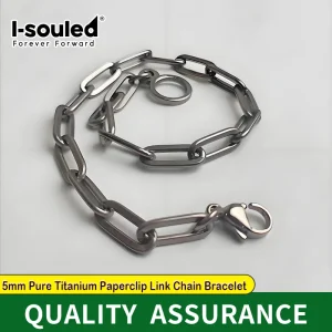 Summer 5 MM Pure Titanium Paperclip Link Chain Bracelet  Simple Jewelry Gift for Women