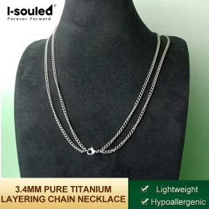 15g Ultra Light Titanium Chain 117cm Long Layering Necklace for Sensitive Skin