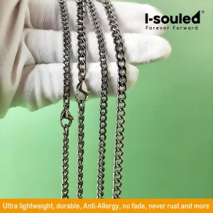 His & Hers Hypoallergenic Titanium Cuban Link Chain 4.5mm for Men 3.5mm for Women Matching Couple Necklaces for Valentine's Gift