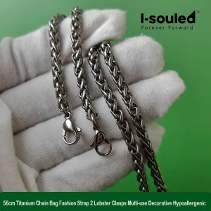Pure Titanium Chain 56cm with 2 Lobster Clasps Fashion Bag Strap Decorative Chain