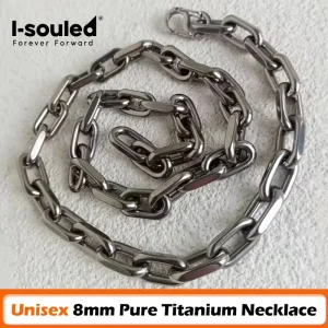 Pure Titanium Necklace - European & American Versatile Style, Couples' Jewelry, Hypoallergenic, Unisex 8mm Necklace for skin