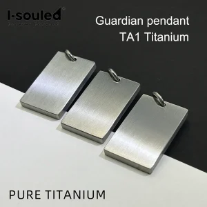 Unisex Brushed Titanium Guardian Pendant, Modern Minimalist Necklace Gift for Men Women