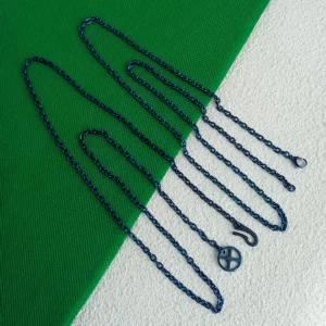 3.5mm pure titanium blue round O-chain necklace, men's and women's hypoallergenic lightweight jewelry