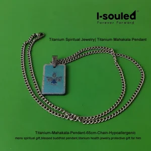 Titanium  Pendant 35mm with 3.4mm Titanium Chain 65cm｜Buddhist Amulet Necklace｜Hypoallergenic Men's Women's Spiritual Jewelry