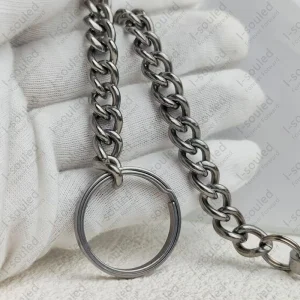 Premium Pure Titanium Bag Wallet Chain KeyChains Round Curb Chain Width 8.7MM For Cool Men Women Gift