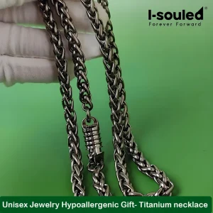 Unisex 7mm Titanium Braided Necklace 66cm Fashion Durable Hypoallergenic Jewelry Accessory