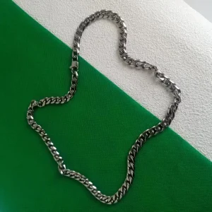 10.5mm Ground Six-Sided Pure Titanium Necklace - Hand Polished Fashionable Hip Hop Accessory