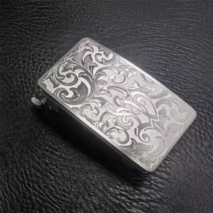 3.5cm/3.8cm pure titanium Tang grass pattern belt buckle anti allergic, toothless, non perforated, retro smooth buckle head, lig