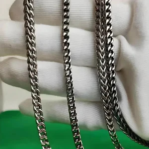 4mm Solid Titanium Men's Necklace Welded Square Keel Skin-Friendly Jewelry Gift for Valentine's Day for Father Boyfriend Grandpa