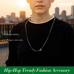 Hypoallergenic Pure Titanium Necklace 4.1mm Six-sided matte finish Jewelry Gift for Sensitive Skin