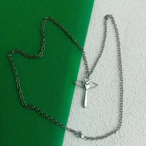 Pure Titanium Angel Wing Cross Pendant DIY Cross Necklace Men's and Women's Fashion
