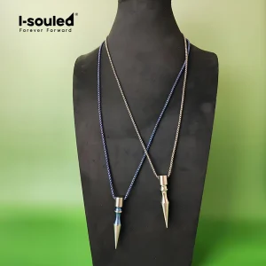 Modern Spike Titanium Pendant Necklace for Men Women, Punk Geometric Blue Jewelry Gift, Lightweight Hypoallergenic Chain