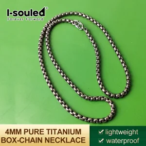 Hypoallergenic Titanium Necklace for Men 4MM Box Chain Anniversary Gift for Husband Boyfriend Luxury Present